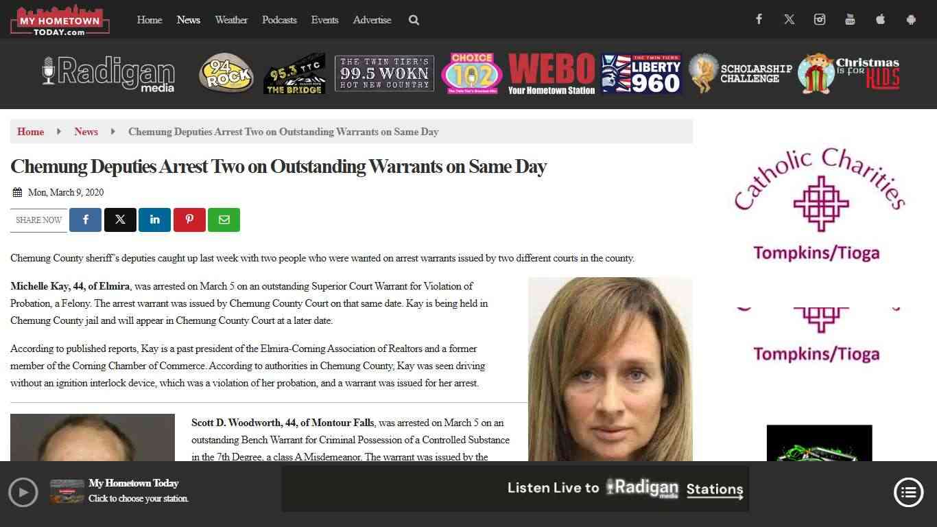 Chemung Deputies Arrest Two on Outstanding Warrants on Same Day - MyHometownToday.com