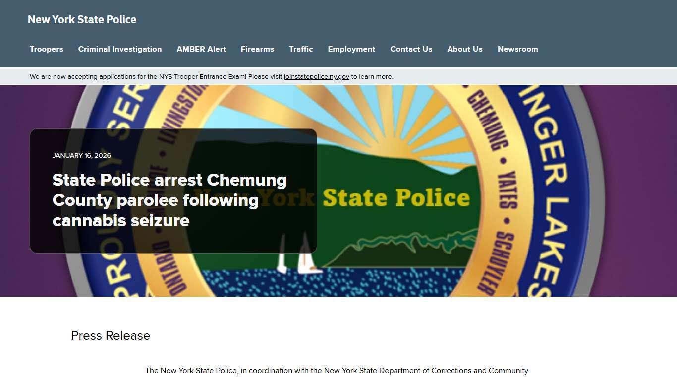 State Police arrest Chemung County parolee following cannabis seizure | New York State Police
